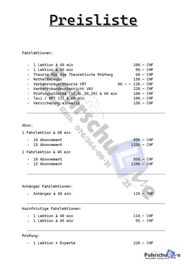 Preisliste